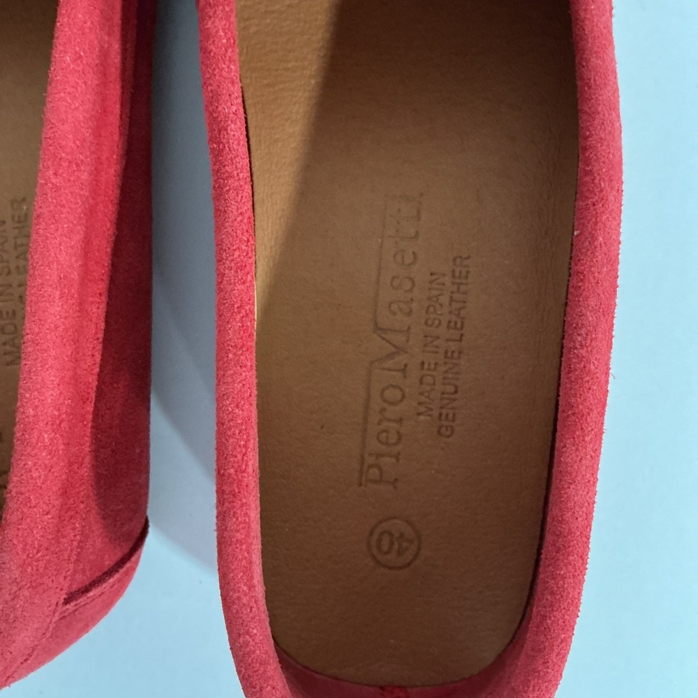 Pierro Masetti Red Leather Suede Moccasin, Driving Shoe, Loafer, 9, NWT - Picture 9 of 9